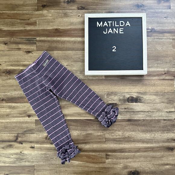 Matilda Jane Friends Forever Constance Knit Striped Leggings Pants Ruffle Purple - Picture 1 of 6